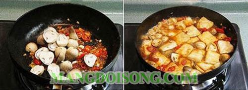 CÁCH LÀM ĐẬU HỦ SỐT NẤM NGON NGẤT NGÂY 3