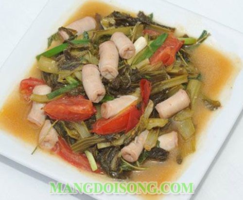 CÁCH LÀM LÒNG NON XÀO DƯA CHUA NGON BỔ RẺ 4