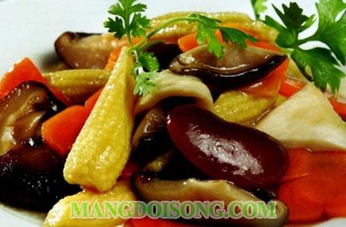 Cách làm món chay đậu ngự xào nấm bắp non 4