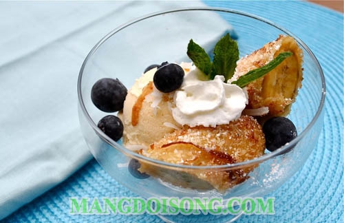 CÁCH LÀM MÓN KEM CHUỐI DỪA CHIÊN MÁT LẠNH GIÒN TAN RẤT HẤP DẪN 6