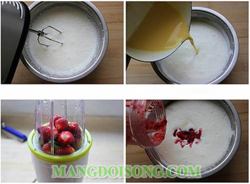 Cách làm kem ốc quế hương dâu ngon như mua trong siêu thị 4