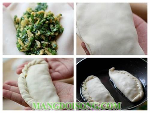 Cách làm bánh kẹp nhân trứng hẹ thơm ngon đơn giản dùng làm món điểm tâm hay ăn vặt đều rất ngon 3