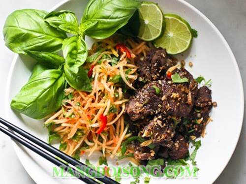 Cách làm gỏi đu đủ thịt bò chua ngọt ngon ai ăm vào là mê ngay cho ngày hè oi bức 7