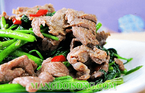 Cách làm rau muống xào thịt bò xanh tươi ngon thơm lừng bắt mắt như nhà hàng 7