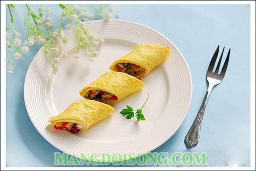 Cách làm trứng chiên cuộn rau nấm ngon đẹp mắt với cách làm đơn giản mà độc đáo lạ miệng mà ngon 5