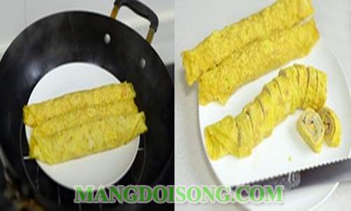 Cách làm trứng cuộn thịt nhân nấm thơm ngon đẹp mắt như trong nhà hàng với cách bày trí độc đáo 3