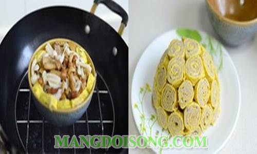 Cách làm trứng cuộn thịt nhân nấm thơm ngon đẹp mắt như trong nhà hàng với cách bày trí độc đáo 6