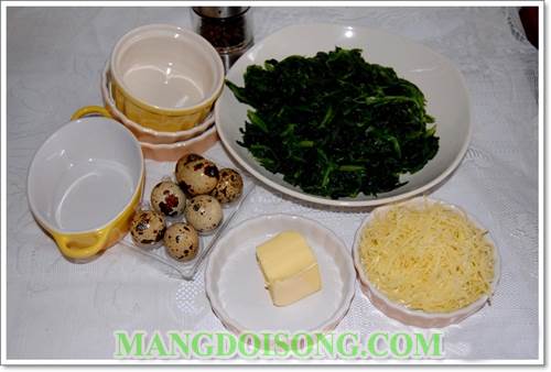 Cách làm trứng nướng rau chân vịt trần phô mai ngon thơm bổ dưỡng cho ngày mưa 1