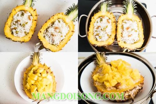 Cách hấp xôi ngon đơn giản bằng trái dứa món điểm tâm ngon tiết kiệm cho cả nhà 4