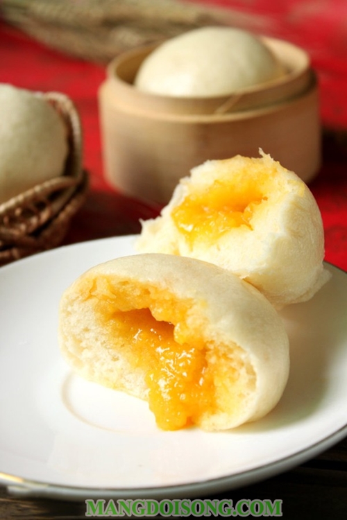 Cách làm bánh bao trứng muối sữa chảy đơn giản Thái Lan ngon xốp mịn 10