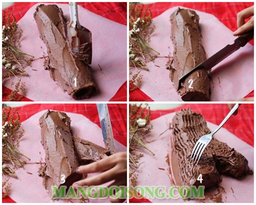 Cách làm bánh khúc cây cho giáng sinh vị chocolate ngọt ngào an lành 11