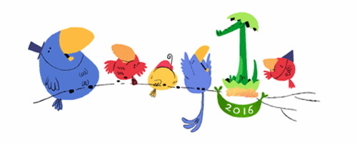 Google gởi lời chúc mừng năm mới 2016 qua hình ảnh quả trứng nở 3