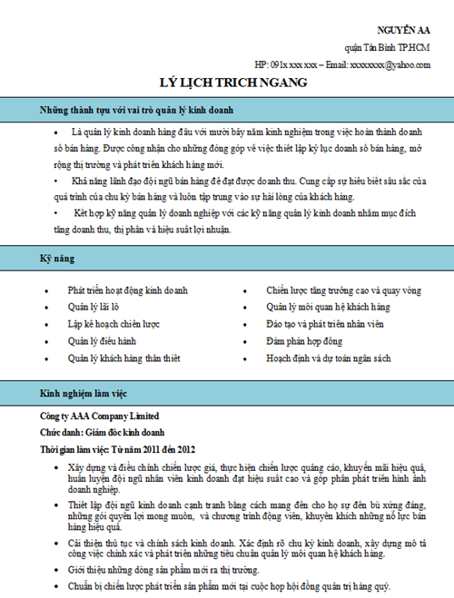 Mẫu CV xin việc hay ấn tượng thu hút nhà tuyển dụng 4