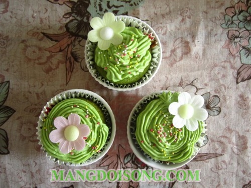Cách làm bánh cupcake trà xanh bằng lò vi sóng dùng làm quà tặng handmade 8/3 ý nghĩa 11