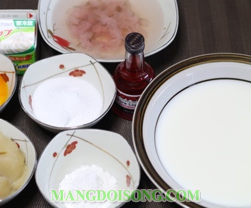 Cách làm bánh flan rau câu sữa hoa anh đào ngon đẹp mắt như nhà hàng 1