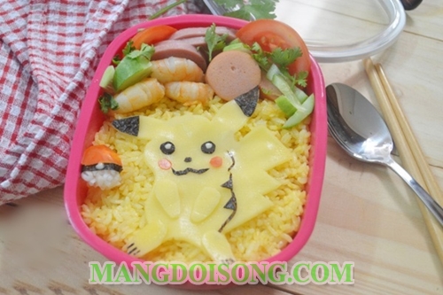 Cách làm cơm hộp bento nhật bản phiên bản pikachu pokemon vô cùng hấp dẫn đẹp mắt 1