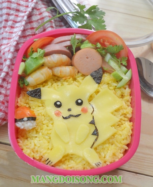 Cách làm cơm hộp bento nhật bản phiên bản pikachu pokemon vô cùng hấp dẫn đẹp mắt 8