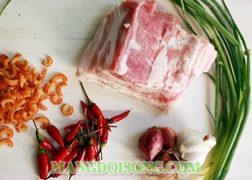 Cách làm kho quẹt ngon chấm rau luộc với thịt ba rọi tôm khô như trong nhà hàng 0