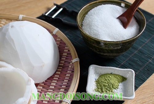 Cách làm mứt dừa trà xanh hình hoa cúc ngon tại nhà như mua trong siêu thị 1