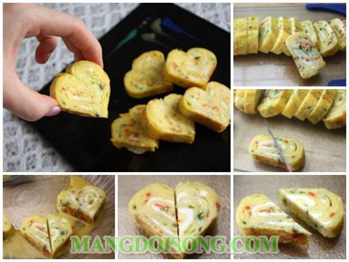 Cách làm trứng cuộn đơn giản mà ngon hình trái tim để tặng mẹ nhân ngày của mẹ 3