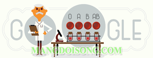 Karl Landsteiner được Doodle của Google đặt làm hình ảnh động trên trang chủ nhân dịp kỷ niệm kỷ niệm 148 năm ngày sinh của ông 3