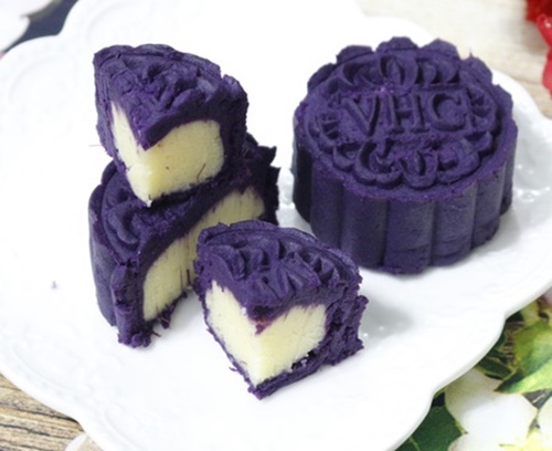 Cách làm bánh trung thu khoai lang tím không cần lò nướng 8