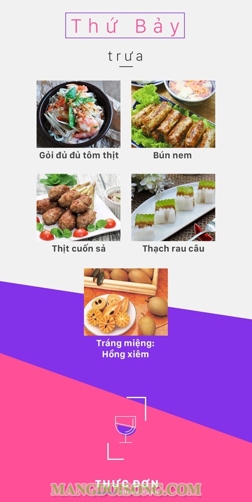 Thực đơn trong tuần cho gia đình miền bắc hay gia đình miền nam đều phù hợp cn
