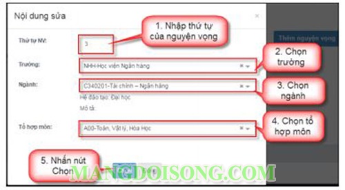 Hướng dẫn điều chỉnh nguyện vọng xét tuyển đại học 2017 trực tuyến 11