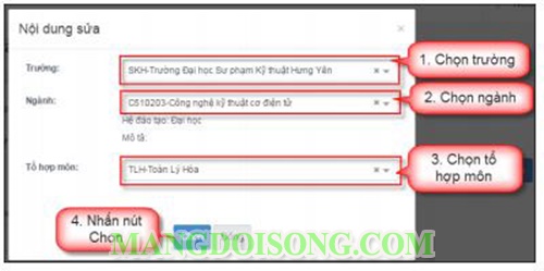 Hướng dẫn điều chỉnh nguyện vọng xét tuyển đại học 2017 trực tuyến 13