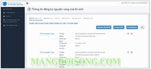 Hướng dẫn điều chỉnh nguyện vọng xét tuyển đại học 2017 trực tuyến 3