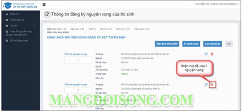 Hướng dẫn điều chỉnh nguyện vọng xét tuyển đại học 2017 trực tuyến 8