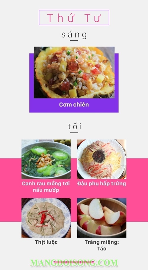 Thực đơn trong tuần cho gia đình miền bắc hay gia đình miền nam đều phù hợp t4