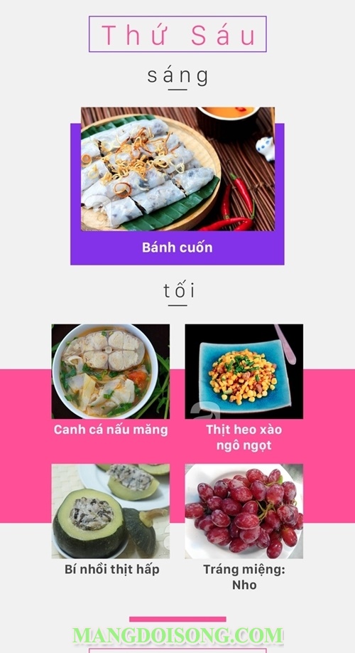 Thực đơn trong tuần cho gia đình miền bắc hay gia đình miền nam đều phù hợp t6