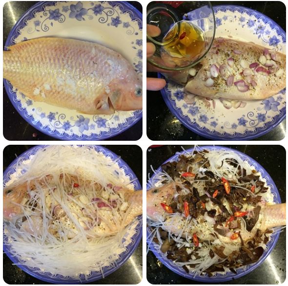 Cách làm món cá diêu hồng hấp cuốn bánh tráng đơn giản nhất 4